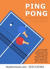 Trending table tennis colorful illustration of a ping pong. A flat vector design. Perfect template for decor or print purposes.