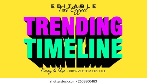 Trending timeline editable text effect, graphic style collection