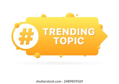 Trending topic banner. Hashtag icon. Flat style. Vector icon.