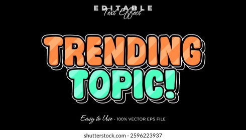 trending topic editable text effect, retro text style
