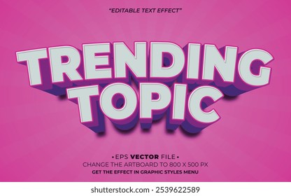 Vector editable en 3D con efecto de texto Trending Topic