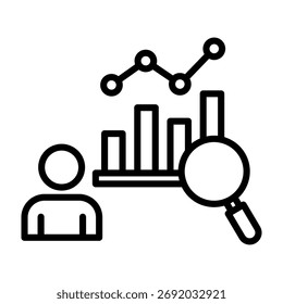 Ilustración vectorial de estilo de línea de ícono de análisis de tendencias