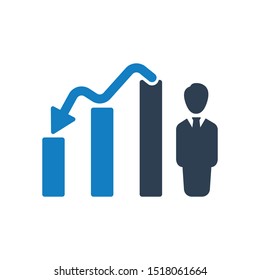 Trends arrows, Downward Analysis Icon