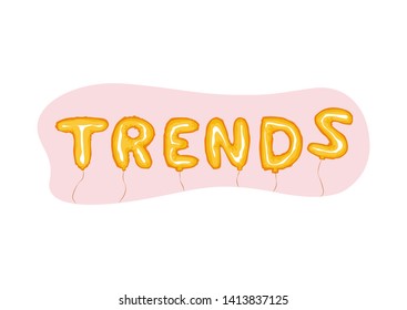 Сhasing trends.
Giant balloons lettering «Trends». Vector illustration concept in flat style.
