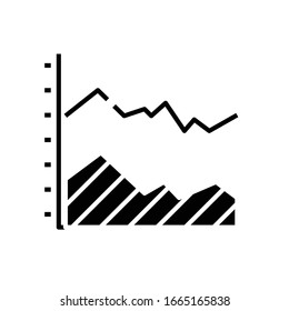 Trends graph black icon, concept illustration, vector flat symbol, glyph sign.