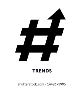 Trends Hype Popular Topics Hashtag Arrow. Vector Flat Icon. - Shutterstock ID 1442673995