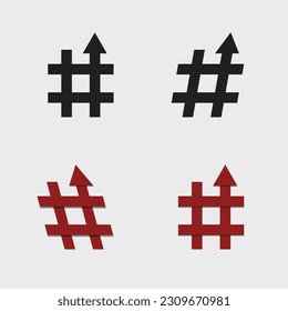 Trends Hype Popular Topics Hashtag Arrow. Vector Flat Icon.
