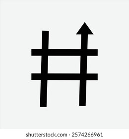 Trends Hype Popular Topics Hashtag Arrow. Vector Flat Icon