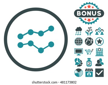 Trends icon with bonus. Vector illustration style is flat iconic bicolor symbols, soft blue colors, white background.