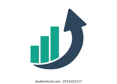 Trends icon. solid icon style. chart with up arrow. icon related to SWOT. business elements vector illustration