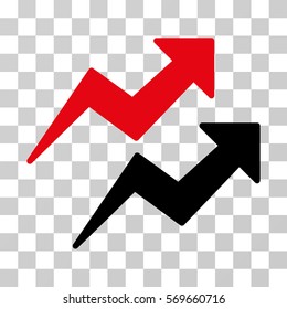 Trends icon. Vector illustration style is flat iconic bicolor symbol, intensive red and black colors, transparent background. Designed for web and software interfaces.
