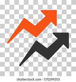 Trends icon. Vector illustration style is flat iconic bicolor symbol, orange and gray colors, transparent background. Designed for web and software interfaces.