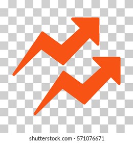 Trends icon. Vector illustration style is flat iconic symbol, orange color, transparent background. Designed for web and software interfaces.