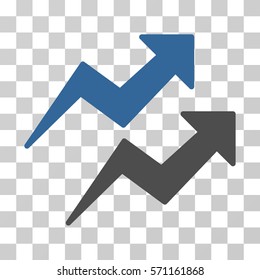 Trends icon. Vector illustration style is flat iconic bicolor symbol, cobalt and gray colors, transparent background. Designed for web and software interfaces.