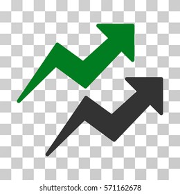 Trends icon. Vector illustration style is flat iconic bicolor symbol, green and gray colors, transparent background. Designed for web and software interfaces.