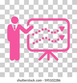 Trends Lecture icon. Vector illustration style is flat iconic symbol, pink color, transparent background. Designed for web and software interfaces.