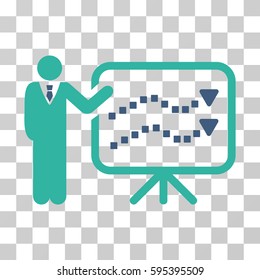 Trends Lecture icon. Vector illustration style is flat iconic bicolor symbol, cobalt and cyan colors, transparent background. Designed for web and software interfaces.