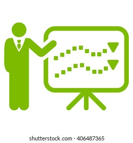 Trends Lecture vector toolbar icon. Style is flat icon symbol, eco green color, white background, square dots.