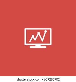 trends monitor icon. sign design. red background