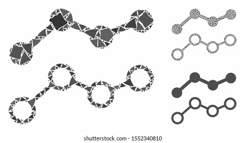 Trends mosaic of trembly items in different sizes and color tones, based on trends icon. Vector trembly items are composed into collage. Trends icons collage with dotted pattern.