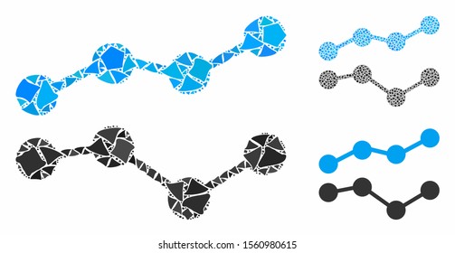 Trends mosaic of tuberous elements in different sizes and color hues, based on trends icon. Vector joggly elements are grouped into mosaic. Trends icons collage with dotted pattern.