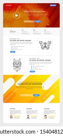 Trends Orange Clearly cool white yellow Template Website Design Pages in Flat Style Business Social Economy Blog Service Products Company Users User Interfaces, Webpage, Layers, Modern