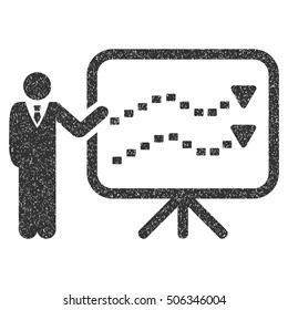 Trends Presentation grainy textured icon for overlay watermark stamps. Flat symbol with dirty texture. Dotted vector gray ink rubber seal stamp with grunge design on a white background.