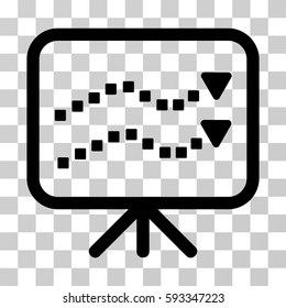 Trends Presentation icon. Vector illustration style is flat iconic symbol, black color, transparent background. Designed for web and software interfaces.