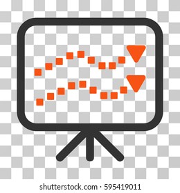 Trends Presentation icon. Vector illustration style is flat iconic bicolor symbol, orange and gray colors, transparent background. Designed for web and software interfaces.