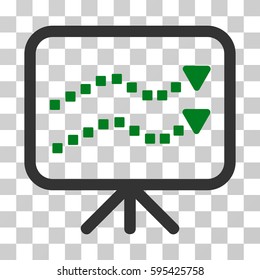 Trends Presentation icon. Vector illustration style is flat iconic bicolor symbol, green and gray colors, transparent background. Designed for web and software interfaces.