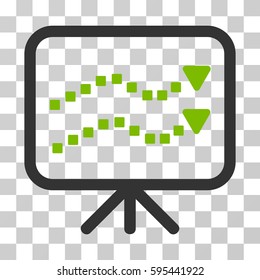 Trends Presentation icon. Vector illustration style is flat iconic bicolor symbol, eco green and gray colors, transparent background. Designed for web and software interfaces.
