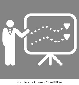 Trends Presentation vector toolbar icon. Style is flat icon symbol, white color, gray background, rhombus dots.