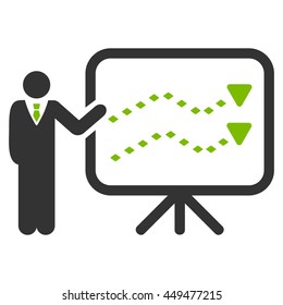 Trends Presentation vector toolbar icon. Style is bicolor flat icon symbol, eco green and gray colors, white background, rhombus dots.