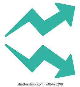 Trends vector icon. Flat cyan symbol. Pictogram is isolated on a white background. Designed for web and software interfaces.