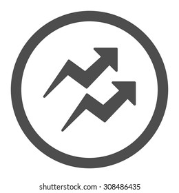 Trends vector icon. This flat rounded symbol uses gray color and isolated on a white background.