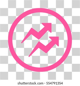 Trends vector rounded icon. Image style is a flat icon symbol inside a circle, pink color, transparent background.