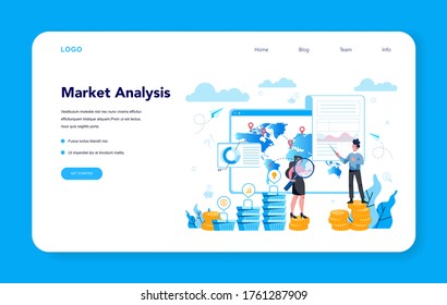 Trendwatcher web banner or landing page. Specialist in tracking the emergence of new business trends. Business strategy and project management. Vector illustration in flat style