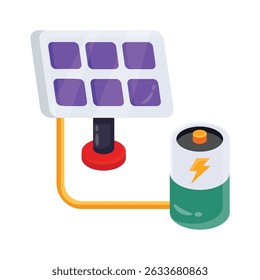 Un icono de moda 2d que muestra el panel de carga solar