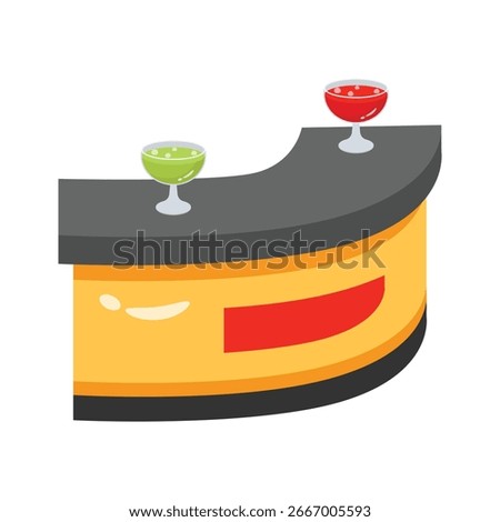 Trendy 2d icon of luxury bar counter table