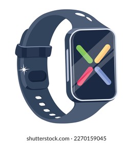 Icono de moda de estilo 2d de un reloj inteligente digital 