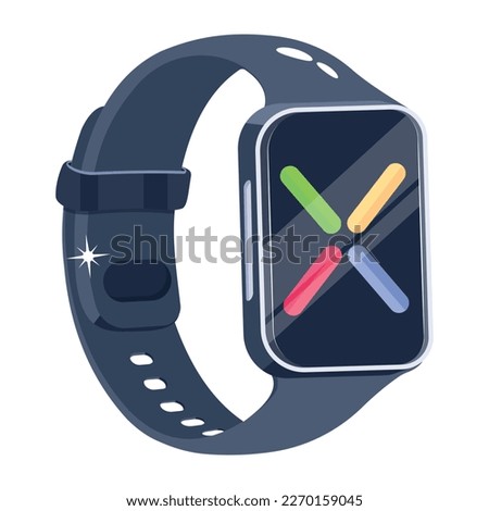 Trendy 2d style icon of a digital smartwatch 