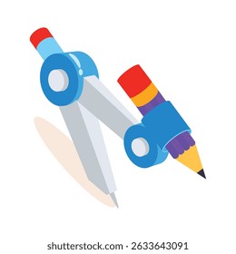 Trendy 2d style icon of sharp geometry compass tool