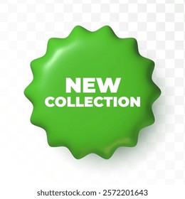 Trendy 3d badge isolated on transparent background. Green button for business. New collection
