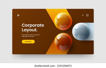 Trendy 3D Balls Banner Layout. Colorful Handbill Design Vector Illustration.