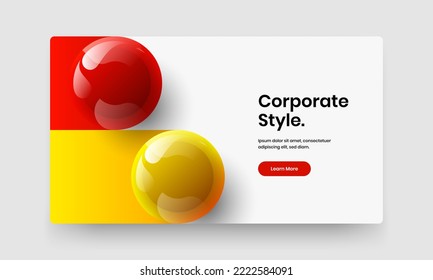 Trendy 3D balls catalog cover concept. Multicolored company identity vector design layout.
