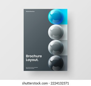 Trendy 3D balls catalog cover illustration. Premium brochure design vector layout.