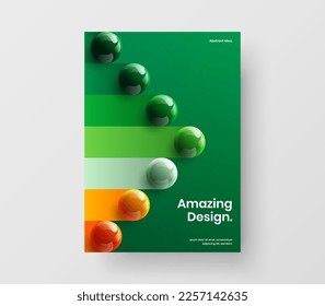 Trendy 3D balls front page template. Simple booklet A4 vector design layout.