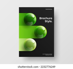 Trendy 3D Bälle Handnotenvorlage. Reinigen Sie das Vektordesign-Konzept des Banners A4.
