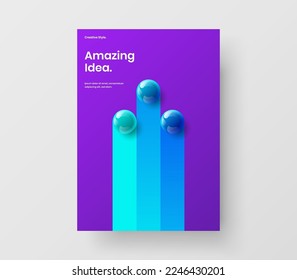 Trendy 3D balls placard concept. Minimalistic corporate brochure vector design illustration.