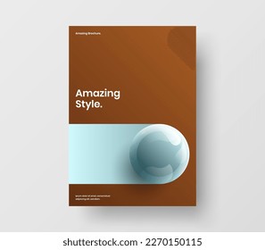 Trendy 3D balls placard illustration. Creative banner A4 vector design concept.